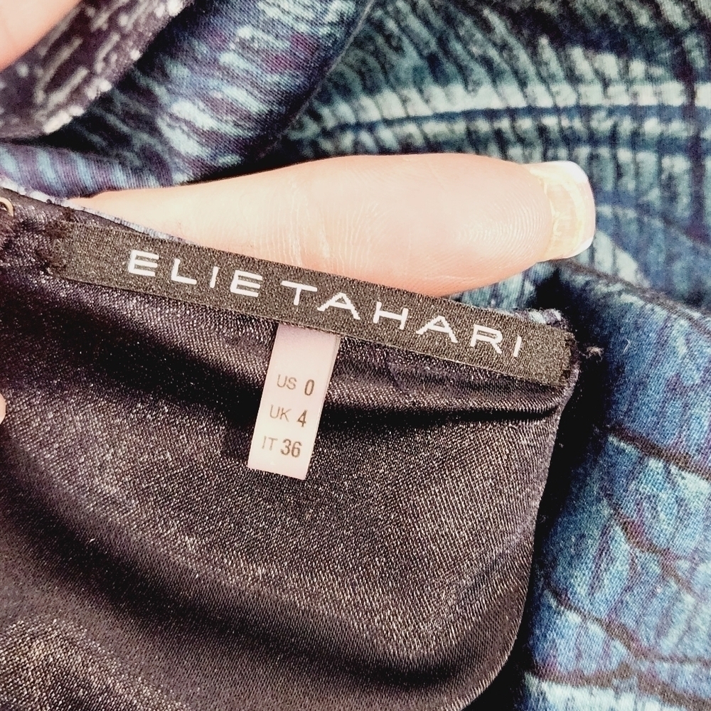 ELIE Tahari Rare Aquamarine dark blue liquid marble Sheath Dress Size 0 - Picture 10 of 11